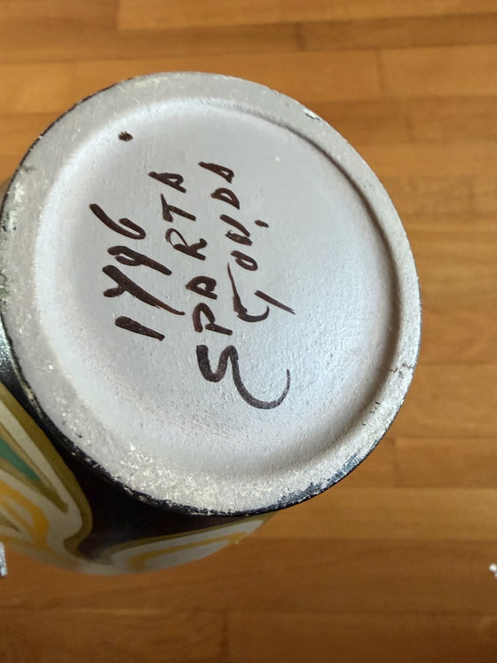 Image 1 of Unieke Gouda Sparta Plateel Vasenset Art-Deco