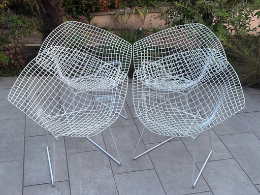 Poltrone vintage bianche Bertoia Diamond Knoll - design iconico