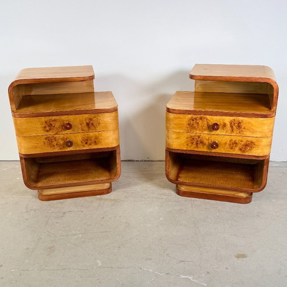Set of Halabala-style Art Deco bedside tables with Bakelite handles – Nightstands, Wood (photo 13 of 13)