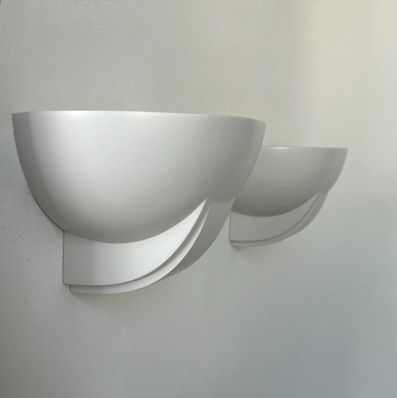 Image 1 of Paar vintage wandlampen, gips, Frankrijk 1970