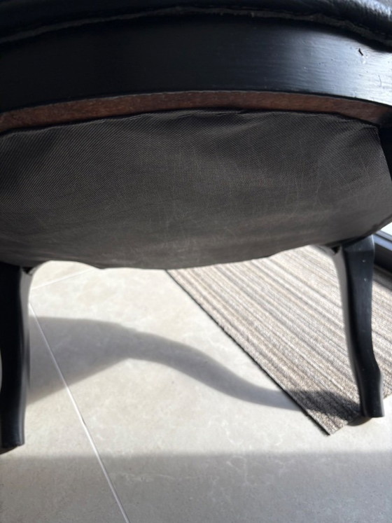 Zwarte Lederen Fauteuil – Leather, Wood (photo 5 of 5)