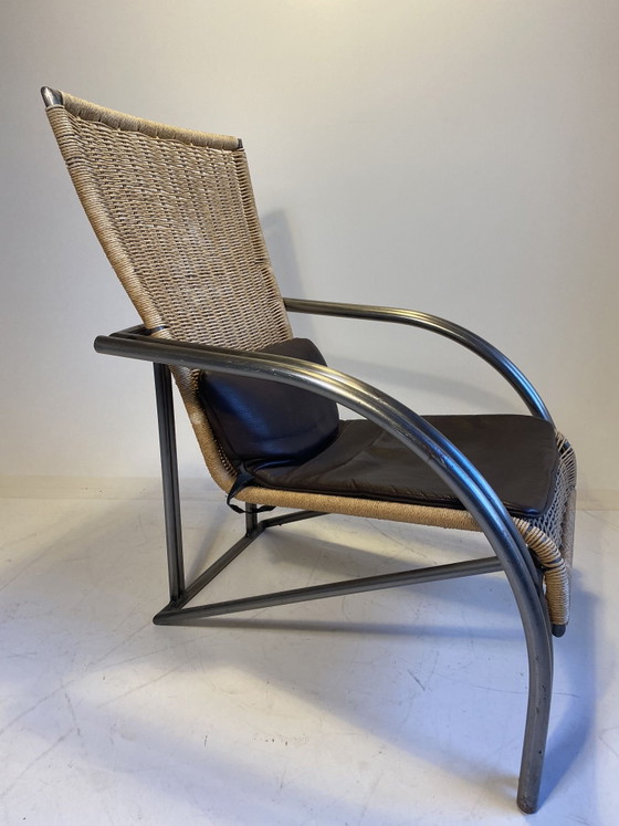Poltrona postmoderna in corda e pelle di Kurt Beier anni '90 – Poltrone, Metallo (photo 2 of 7)