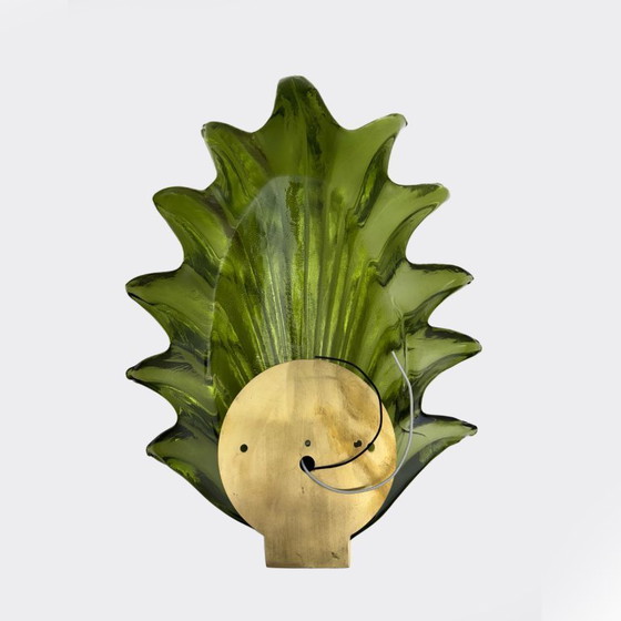 Image 1 of Pair Barovier & Toso Style Modern Italian Murano Glass Leaf Sconces