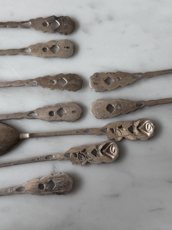 Image 1 of 17 Vintage 800 Silver Dessert Forks & Spoons – 250g