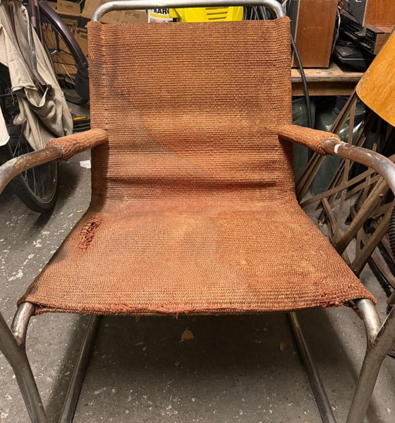 Fauteuil tubulaire patiné 2 Bas Van Pelt en métal et sisal – Textile (photo 4 of 18)