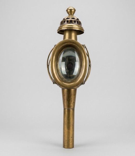 Lanterna Antica in Ottone, Kutschenlampe, Oggetti decorativi, Vetro, Dorato, Vintage (foto 2 di 6)