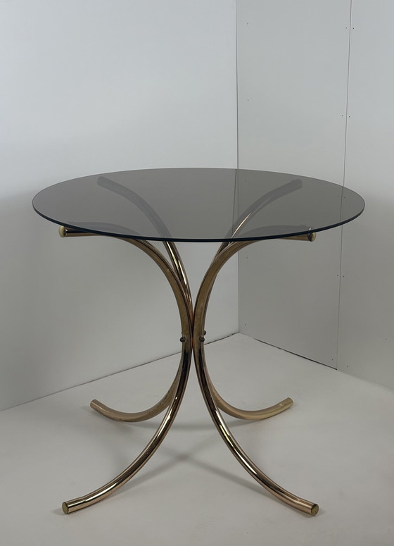 Image 1 of Gastone Rinaldi design vintage dining table round brass/glass