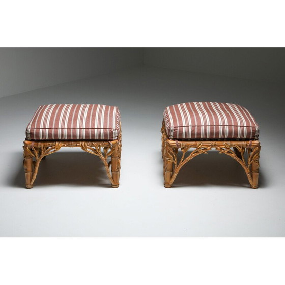 Image 1 of Pair of vintage ottoman, Arpex Italy Bamboo 1970s