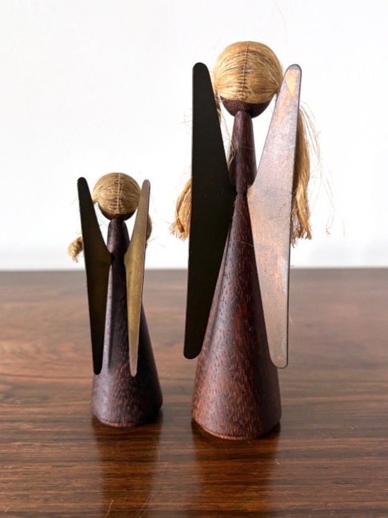 Image 1 of Vintage Danish-style Christmas angels in teak wood, 1960s