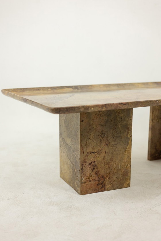 Image 1 of Mesa de centro rectangular de mármol Sarrancolin. Obra contemporánea.