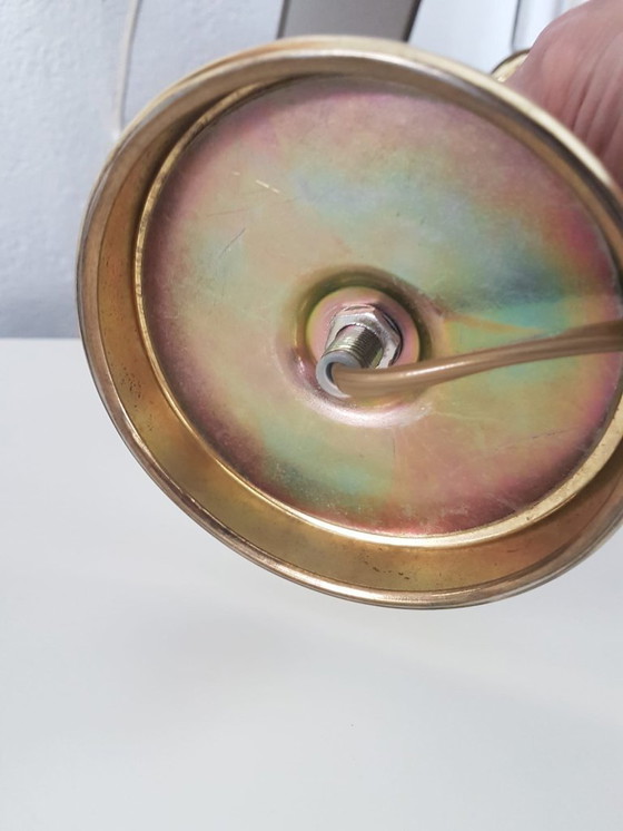 Image 1 of Lampe de table en laiton Mid Century, laiton- Vert