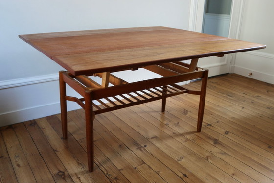 Image 1 of Scandinavian teak "elevator" lift-top coffee table, 1960s