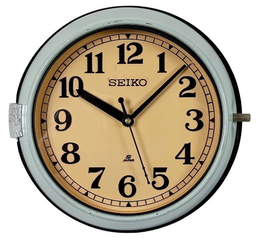 Vintage Blue Seiko Ships Wall Clock, 1970s