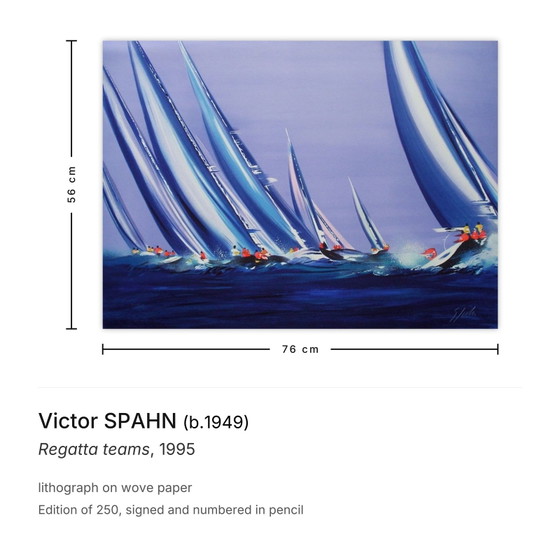 Image 1 of Litografia firmata da Victor SPAHN, squadre di regata, 1995.