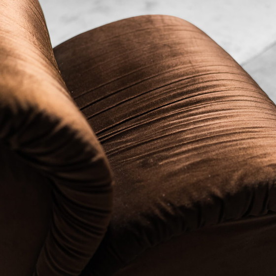 Image 1 of Pair of brown velvet armchairs by Doimo Salotti, 1970s