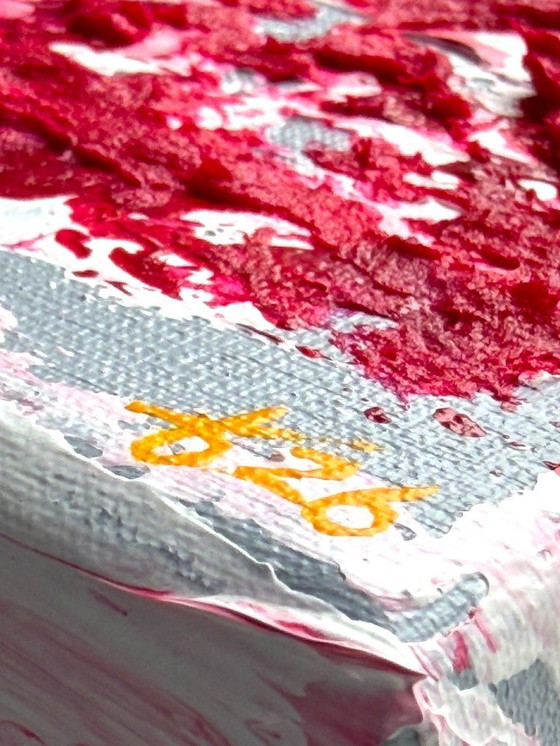 Image 1 of Abstract painting VOLT Pêche Melba, original modern artwork 18 x 24 cm.