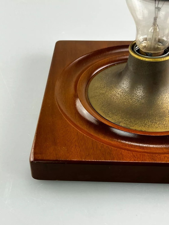 Image 1 of Lámpara de pared de los años 60 y 70, lámpara de madera y metal, diseño de la era espacial.