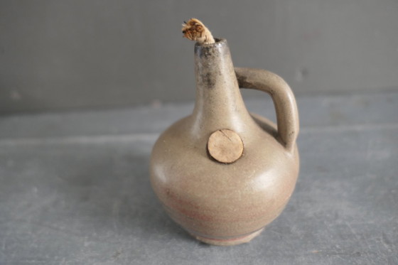 Image 1 of Vintage Set of 3 Ceramic Oil Lamps in Brown Shades