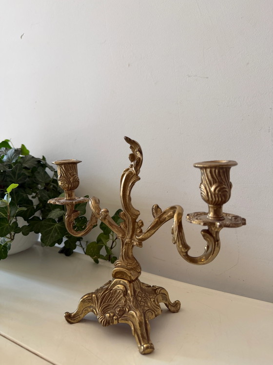 Two-arm brass candlestick – Candle holders, Vintage (photo 3 of 6)