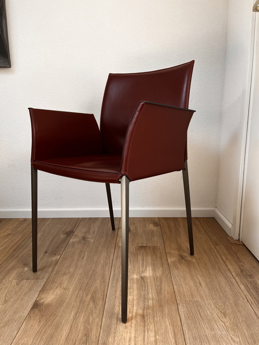 4x Poltrone in pelle Zanotta Lia disegnate da Roberto Barbieri