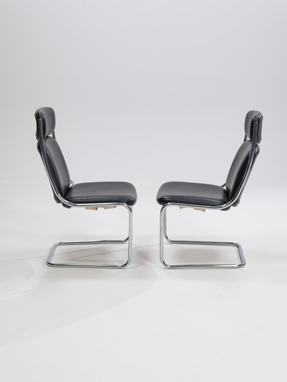 Image 1 of 2x Freischwinger Lederstühle von Mauser Werke Waldeck, Westdeutschland, 1950er Jahre