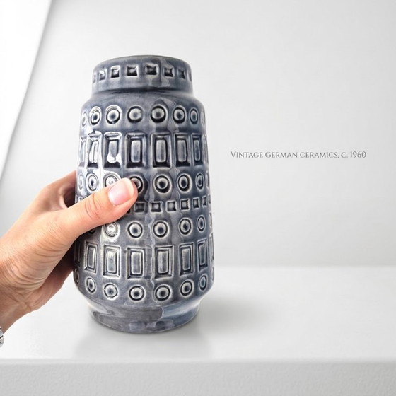 Vintage Scheurich Inka vase, model 260/18. Blue-grey – Vazen, Keramiek (photo 2 of 5)