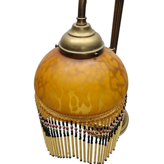 Image 1 of Vintage beaded lamp on a brass base