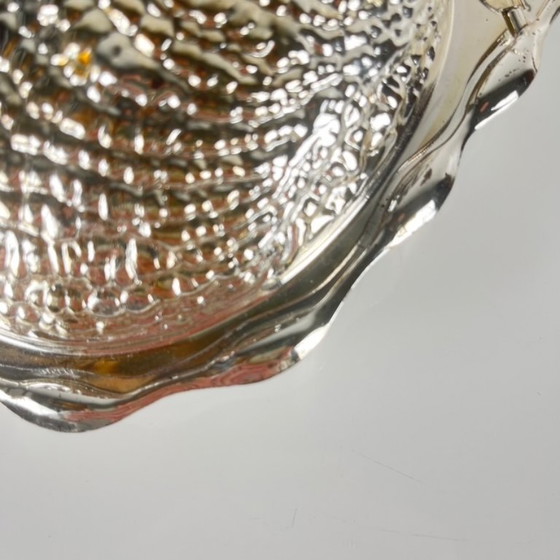 Image 1 of Beurrier vintage en métal "Huitre" et insert en verre, 1970