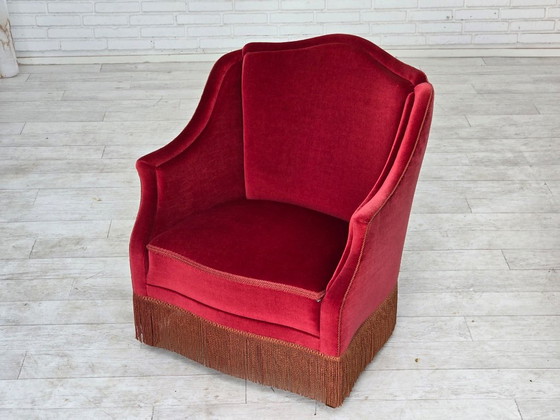 Años 70, Sillón danés, Terciopelo para muebles, Patas de madera de fresno. – Sillones, Velvet, Wood (photo 6 of 21)