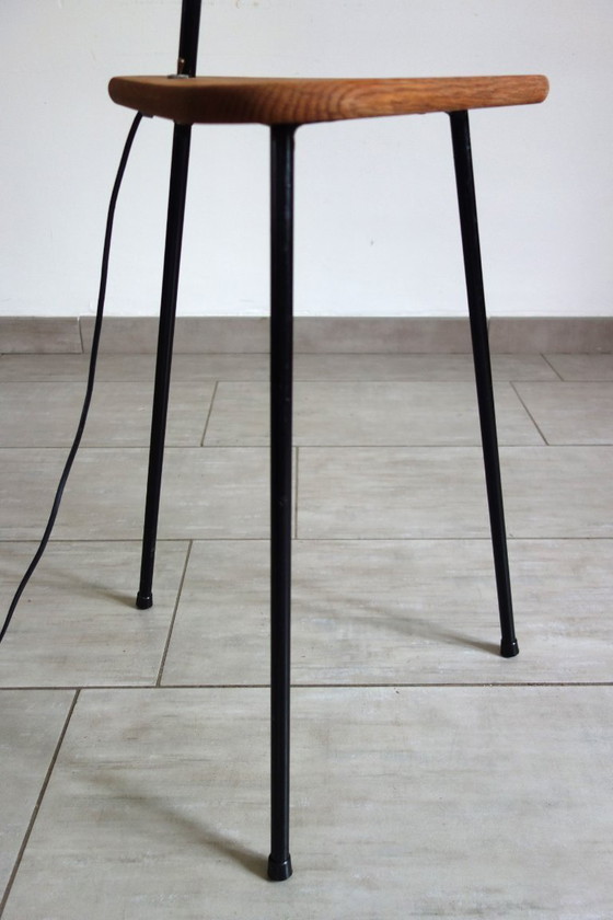 Image 1 of Tripod metal floor lamp with shelf, 1950s/60s, France