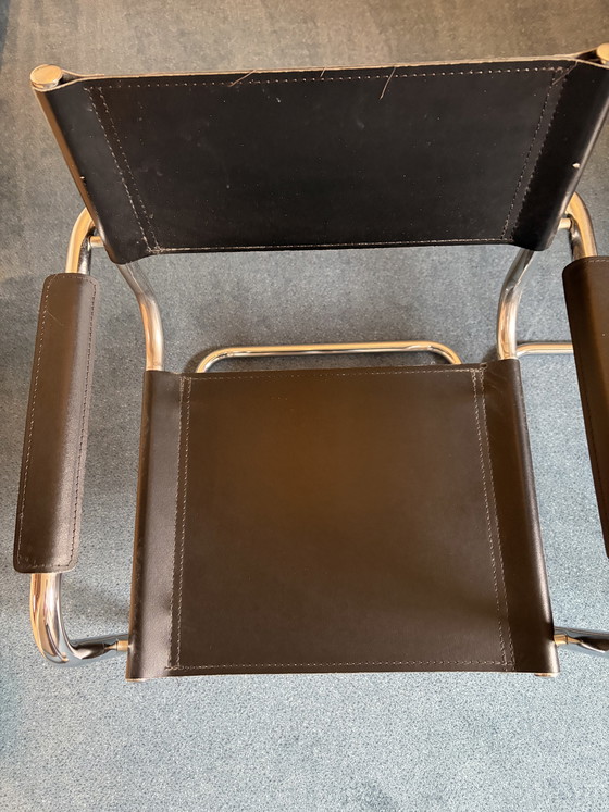 Image 1 of 2 x vintage leather tubular frame chairs