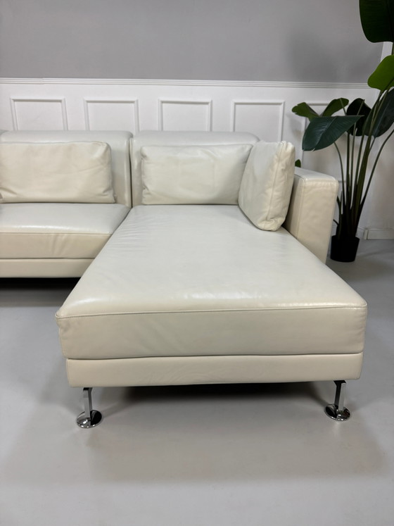 Image 1 of Brühl Moule Ecksofa Leder Weiß Schlaffunktion