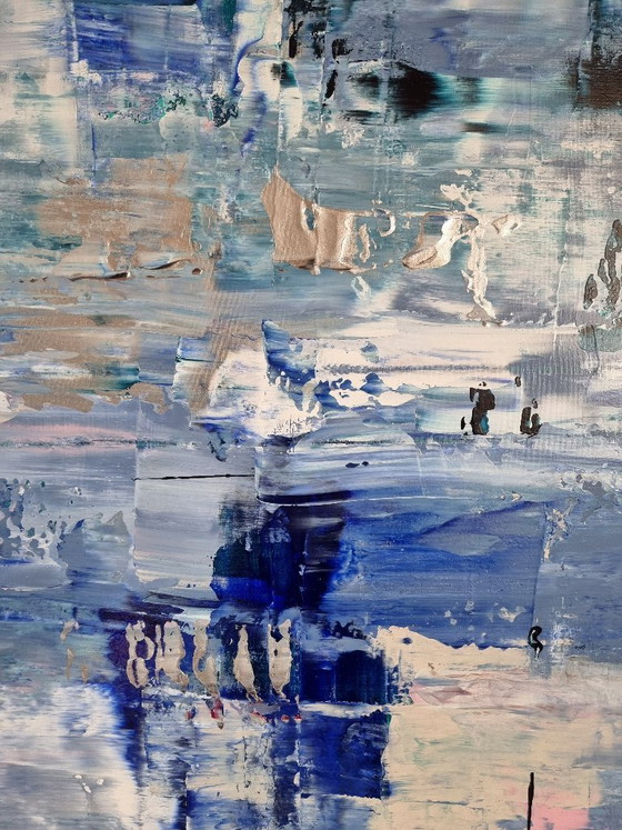 Image 1 of Frances Eckhardt - 70x90 handgeschilderd abstract schilderij modern hedendaags paars tinten