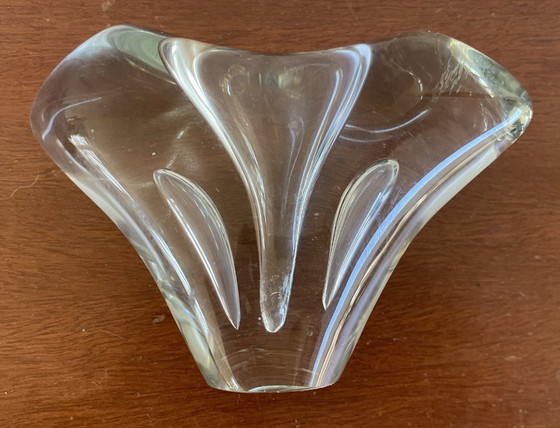 Image 1 of vintage Jaakko Niemi heart vase. Nuutajarvi Notsjo. Finnish glass. signed in 1961.