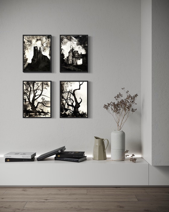 Image 1 of Eugene Eechaut (1928-2019) - Noire Reverie (1980) 4 Kunstwerke