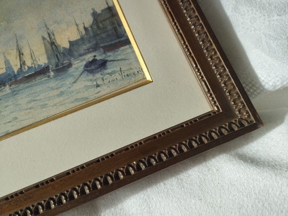 Image 1 of François LETEURTRE, Marine. Framed watercolor.