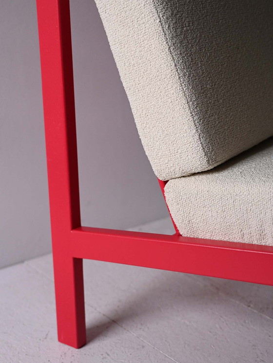 Image 1 of Paire de chaises longues scandinaves vintage, rouge cerise