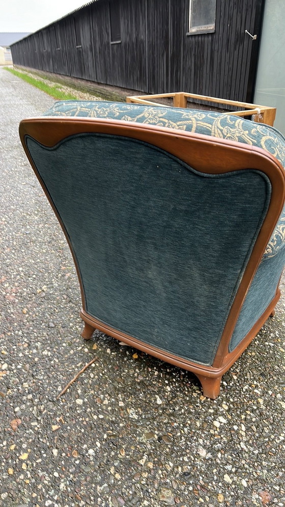 Image 1 of Banco Jugendstil kersenhouten con 2 fauteuils 
