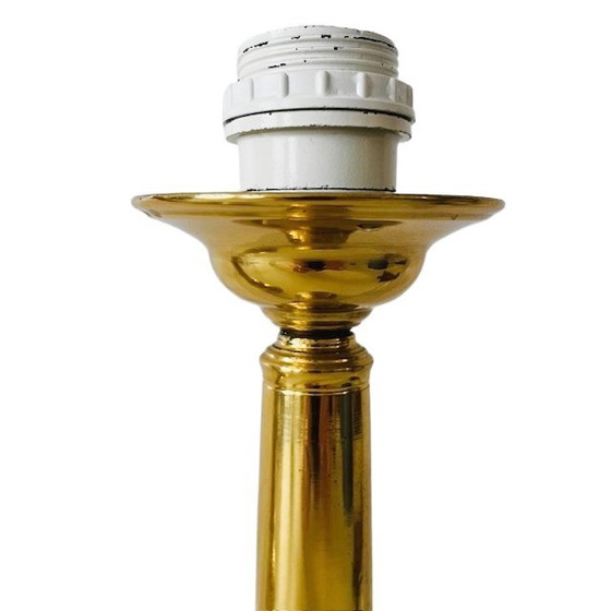 Image 1 of Mid-century paar messing tafellampen goud blauw Hollywood Regency 1950's