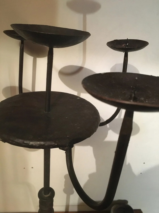 Candelabro 5 candele in ferro battuto – Portacandele, Vintage (photo 7 of 12)
