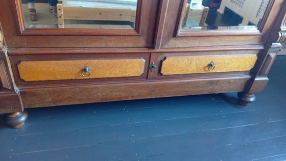 Antique oak with mahogany crested cabinet – Storage cabinet, Wood (photo 4 of 8)