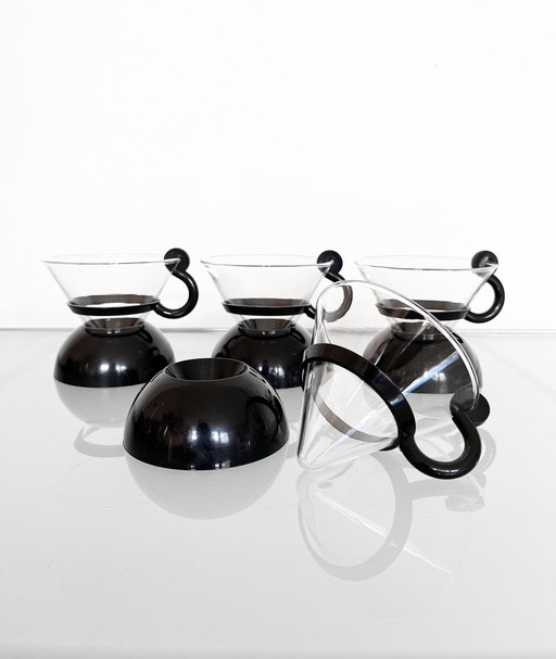 Ensemble de quatre tasses noires à cône Bodum Vintage Tasses