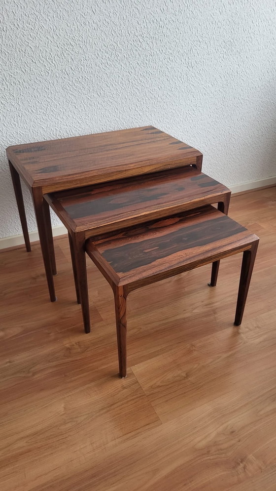 Image 1 of Set scandinavische vintage palissander houten bijzettafels