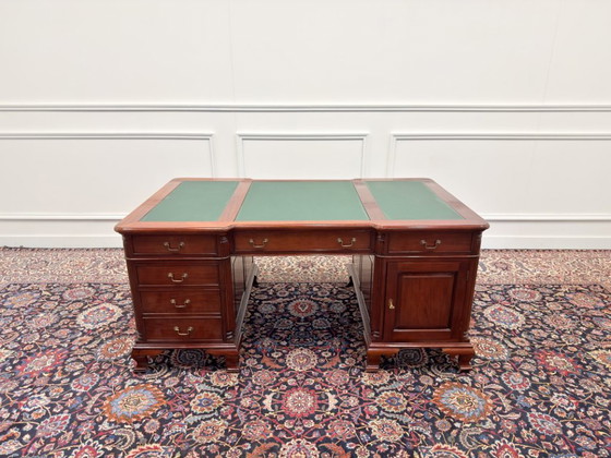 Scrivania da partner Chesterfield inglese classica – Mobili, Leather, Wood (photo 4 of 21)