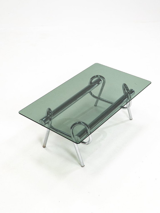 Image 1 of Tavolino da caffè scultoreo cromato con nodo degli anni '70