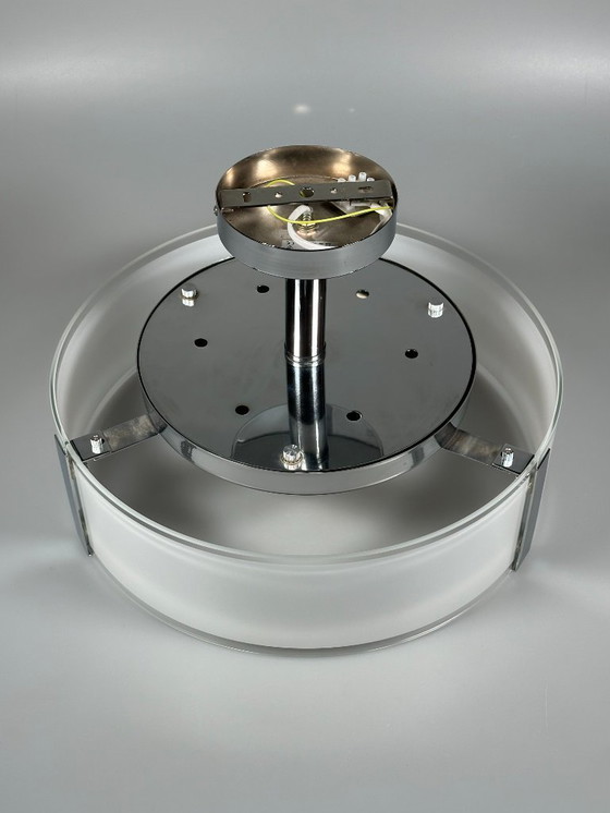 Image 1 of Plafondlamp uit de jaren 70/80 van Honsel Leuchten Duitsland, glas, chroom, Space Age