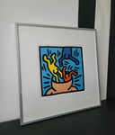 Stampa artistica di Keith Haring degli anni '80.