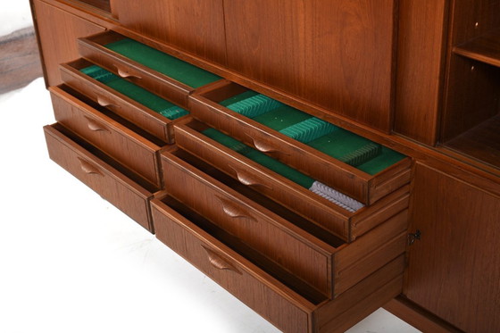 Image 1 of High Quality Danish Highboard with Brass Handle Inlays 1950s