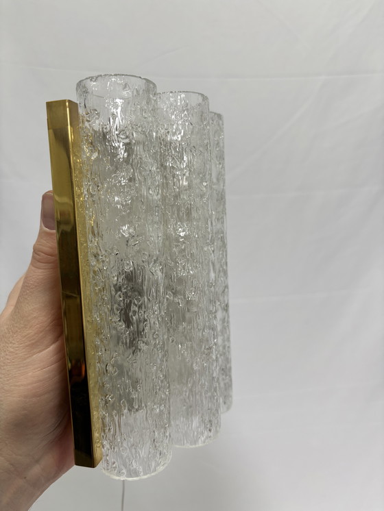 Image 1 of Ensemble d'appliques vintage Doria Leuchten tubes en verre glacé 1960