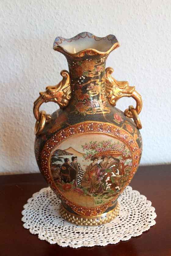 Image 1 of Magnificent Chinese vase, amphora-shaped, ceramic, vintage, mid-century, ceramic vase made in China
